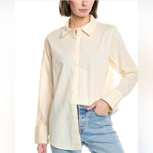 NWT 7 for all mankind cotton  Women's Light Cream Button-Down Shirt xxs